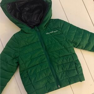 Vineyard Vines Green Puffer Jacket with Hood - Kids